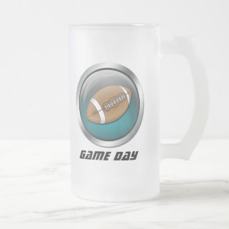 Vidro Jateado Azul: Futebol: Caneca de cerveja da cerveja do