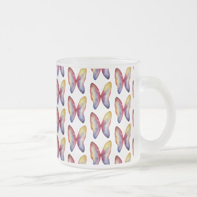 Vidro Jateado borboletas caneca de café (Direita)