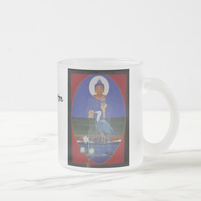 Vidro Jateado Caneca de café azul do centro do budista de zen da (Direita)