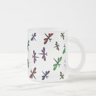 Vidro Jateado Caneca de café das libélulas da dança