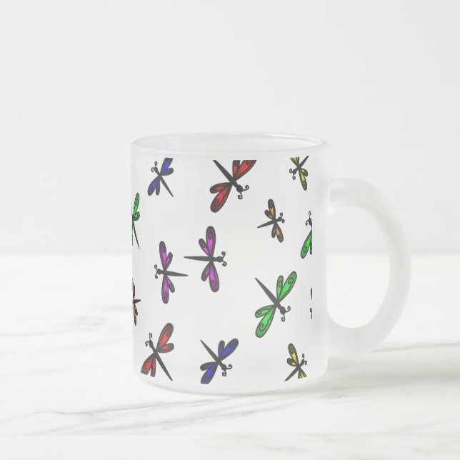 Vidro Jateado Caneca de café das libélulas da dança (Direita)