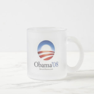 Vidro Jateado Caneca de café de Obama '08 - "PROGRESSO "