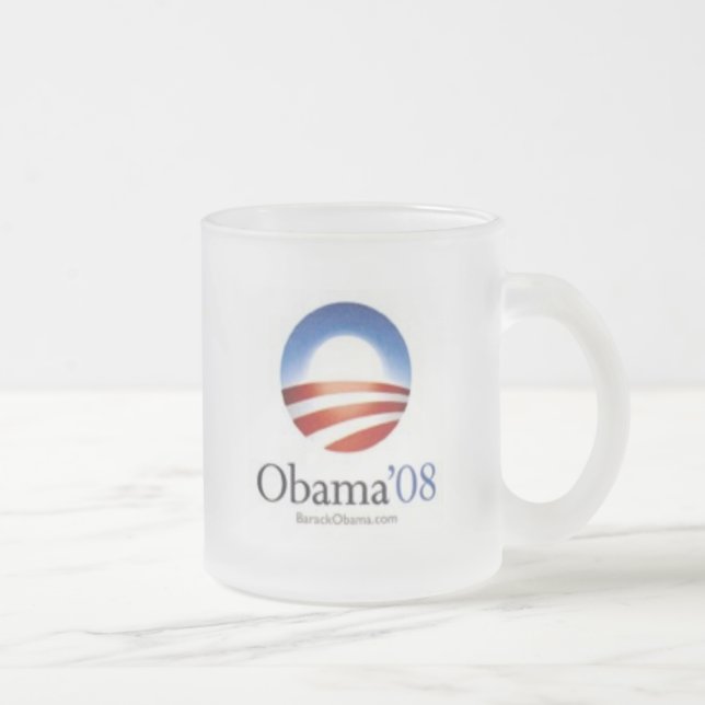 Vidro Jateado Caneca de café de Obama '08 - "PROGRESSO " (Direita)