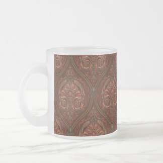 Vidro Jateado Caneca de Café Marrom Vintage Paisley Mandala - Bo