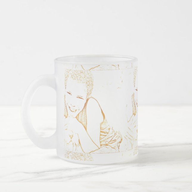 Vidro Jateado Caneca de Café Personalizada com Foto de Criança (Esquerda)