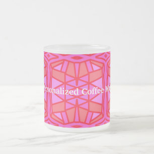 Vidro Jateado Caneca de Café Pessoal Geométrica Rosa Quente