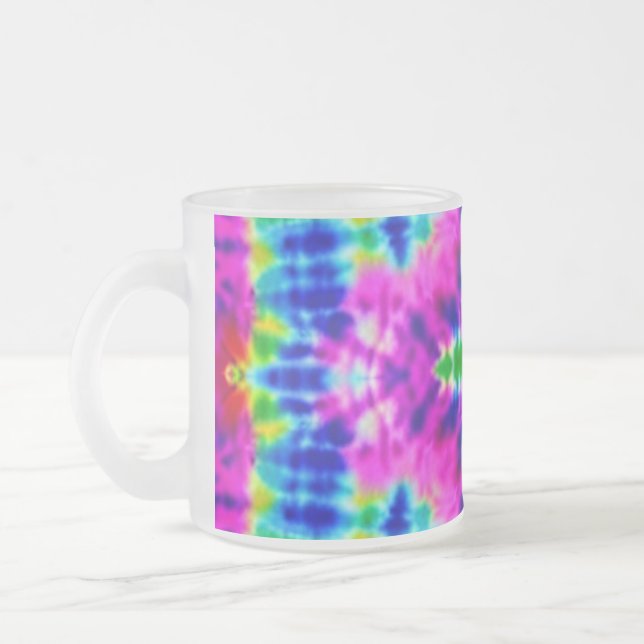 Vidro Jateado Caneca de café Tie Dye ao quadrado (Esquerda)