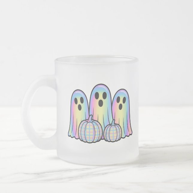 Vidro Jateado Caneca de Café Trio de Fantasmas Fofos de Hallowee (Esquerda)