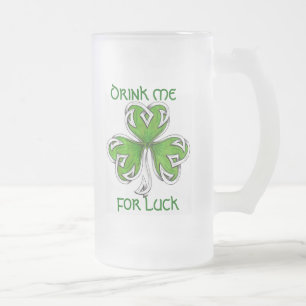 Vidro Jateado caneca de cerveja afortunada