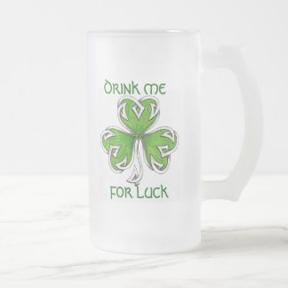 Vidro Jateado caneca de cerveja afortunada