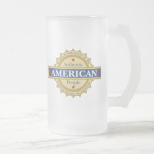 Vidro Jateado Caneca de cerveja americana patriótica