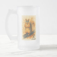 Caneca de cerveja aquarela de esquilo fofo