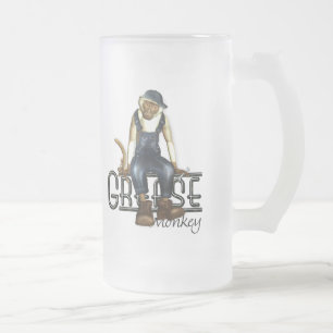 Vidro Jateado Caneca de cerveja cómico dos mecânicos do macaco