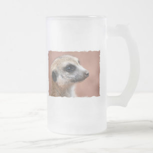 Vidro Jateado Caneca de cerveja curiosa de Meerkat