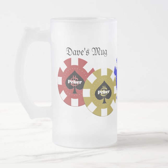 Vidro Jateado Caneca de cerveja da microplaqueta de póquer (Esquerda)