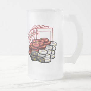 Vidro Jateado Caneca de cerveja da noite do jogo de póquer