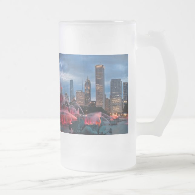 Vidro Jateado Caneca de cerveja da skyline de Chicago (Direita)