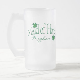 Vidro Jateado Caneca de cerveja de cerveja MOH Shamrock verde pe