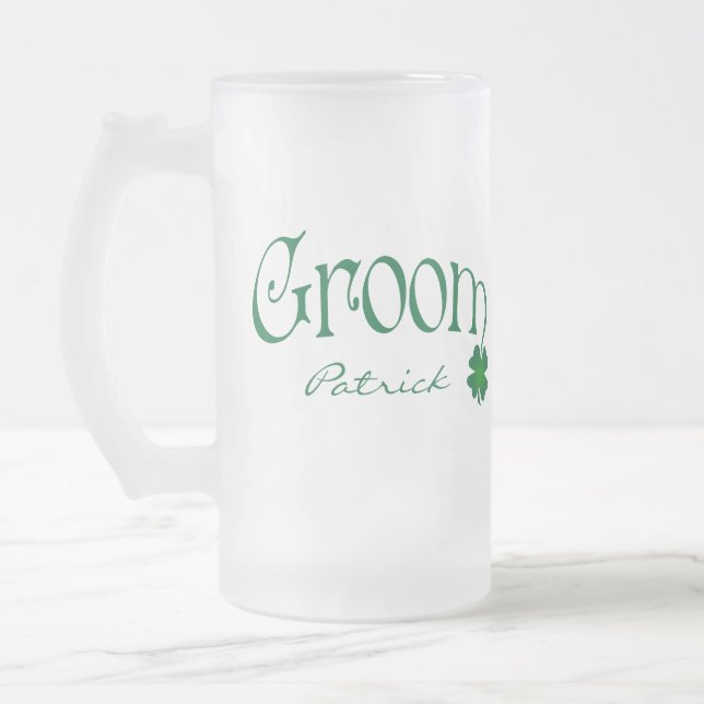 Vidro Jateado Caneca de cerveja de cerveja verde personalizada (Esquerda)