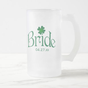 Vidro Jateado Caneca de cerveja de Cerveja Verde-Shamrock Person