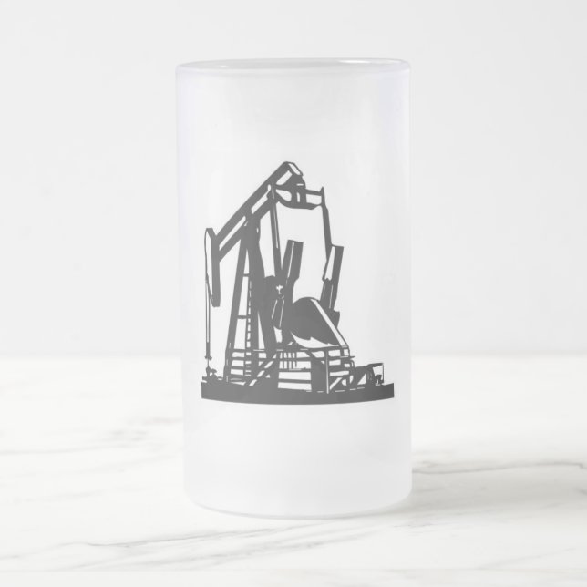 Vidro Jateado Caneca de cerveja de Pumpjack (Centro)