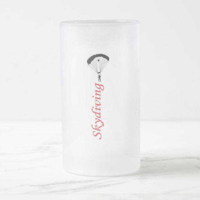 Vidro Jateado Caneca de cerveja de Skydiving (Centro)
