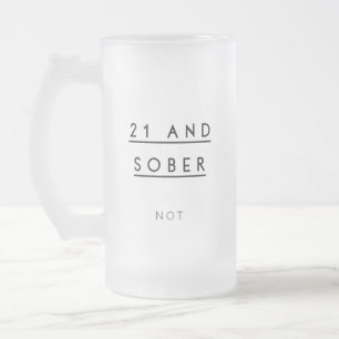 Vidro Jateado Caneca de cerveja do aniversário de 21 anos