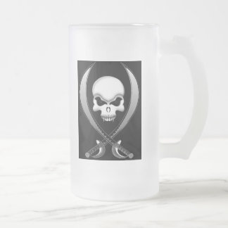 Vidro Jateado Caneca de cerveja do crânio do pirata