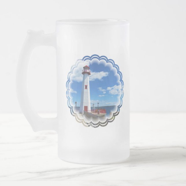 Vidro Jateado Caneca de cerveja do fosco da arte do farol (Esquerda)