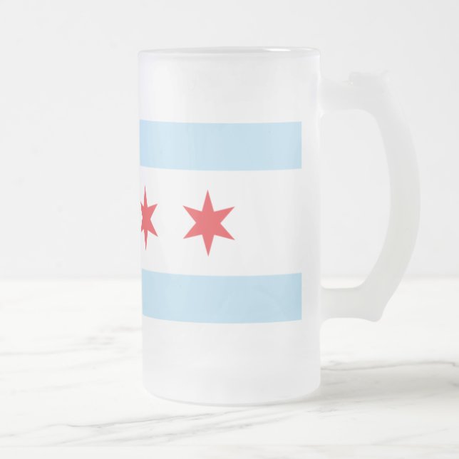 Vidro Jateado Caneca de cerveja do fosco da bandeira de Chicago (Direita)