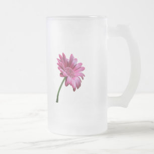 Vidro Jateado Caneca de cerveja do fosco da margarida do Gerbera