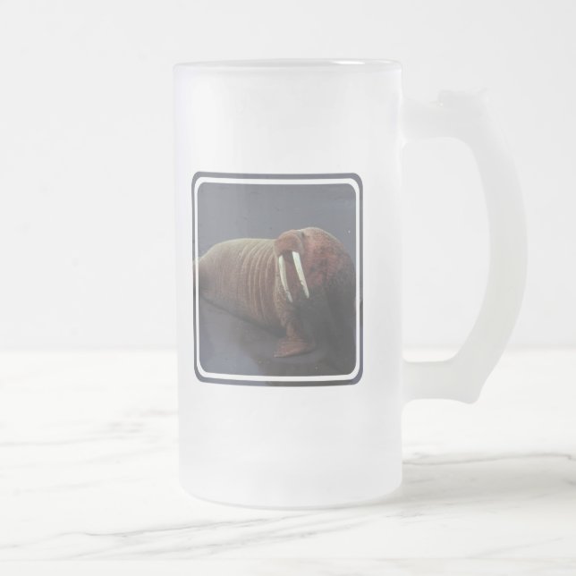 Vidro Jateado Caneca de cerveja do fosco da morsa (Direita)