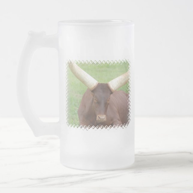 Vidro Jateado Caneca de cerveja do fosco do gado de Ankhole (Esquerda)