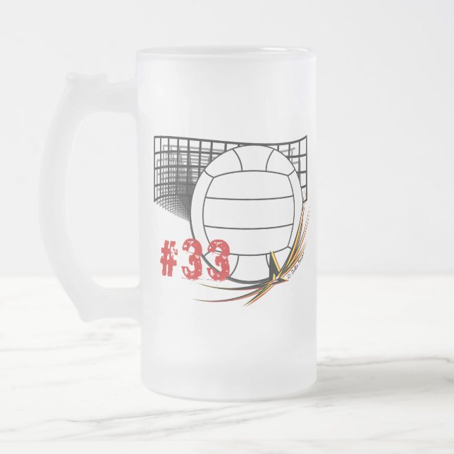 Vidro Jateado Caneca de cerveja do voleibol (Esquerda)