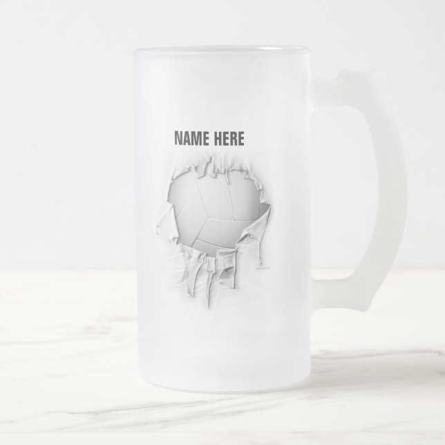 Vidro Jateado Caneca de Cerveja Fosca de Vôlei (Direita)