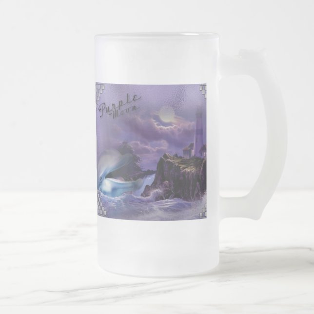 Vidro Jateado caneca de cerveja geada com delfim (Direita)
