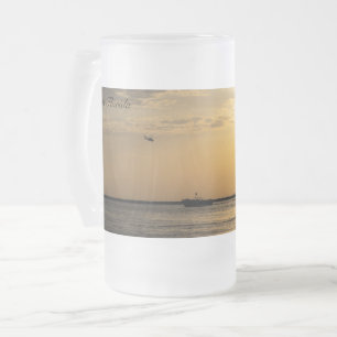 Vidro Jateado Caneca de Cerveja Geada Destin Sunset e Helicópter