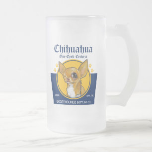 Vidro Jateado Caneca de cerveja gelado - chihuahua com um só