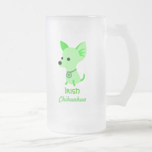 Vidro Jateado Caneca de cerveja irlandesa da chihuahua
