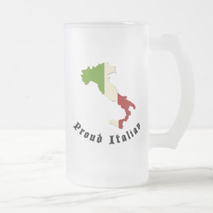 Vidro Jateado Caneca de cerveja orgulhosa do fosco do italiano