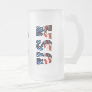Vidro Jateado Caneca de cerveja patriótica PERSONALIZADA do