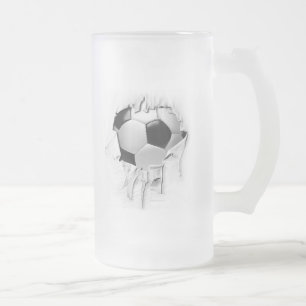 Vidro Jateado Caneca de cerveja rasgada do fosco do futebol