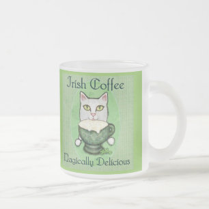 Vidro Jateado Caneca do gato do café irlandês do dia de St