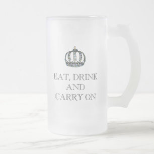 Vidro Jateado "COMA, BEBA E CONTINUE"  Caneca de Cerveja