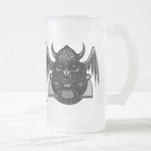 Vidro Jateado Crânio legal de viquingue com a caneca de cerveja