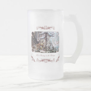 Vidro Jateado Deer Hunting Fosco Beer Mug / Caneca de cerveja