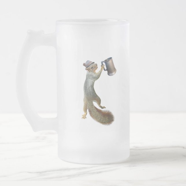 Vidro Jateado Esquilo com Caneca de cerveja de cerveja (Esquerda)