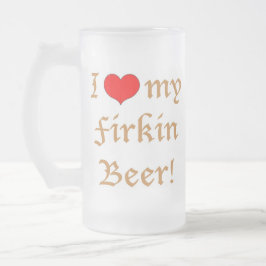Vidro Jateado Eu amo minha cerveja do Firkin! Caneca de cerveja