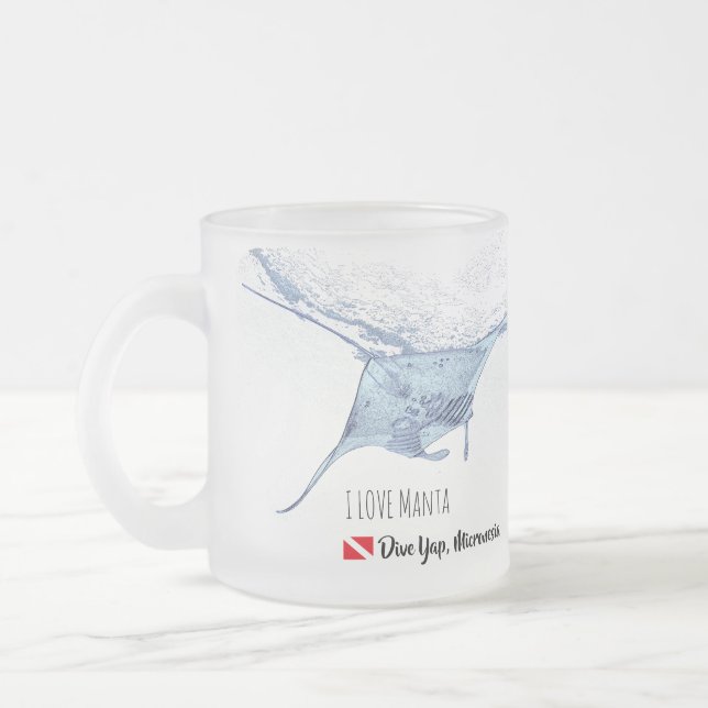 Vidro Jateado Manta ray silhoule fosco caneca de café (Esquerda)