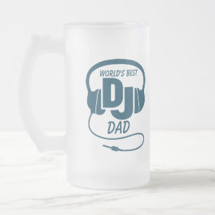 Vidro Jateado Pai do DJ do mundo caneca de cerveja azul do
